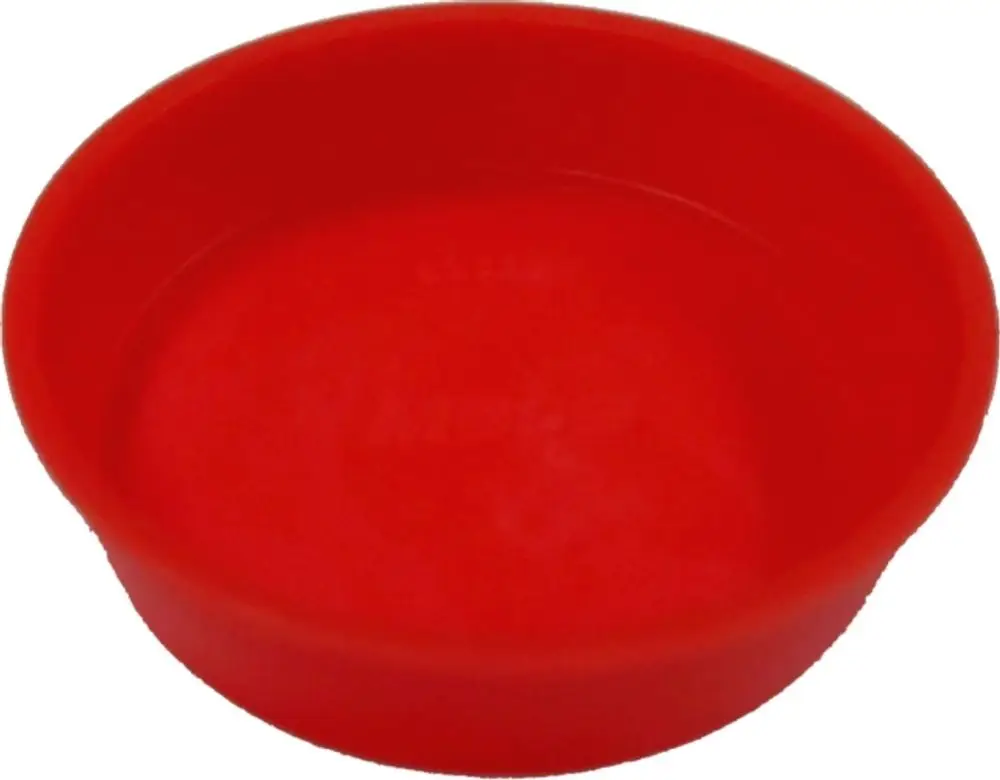 Rohrkappe in roter Farbe, geeignet für Rohr- oder Schlauchanschlüsse, hergestellt von Wolf. Die Kappe hat eine flache Form und einen offenen Innenraum.
